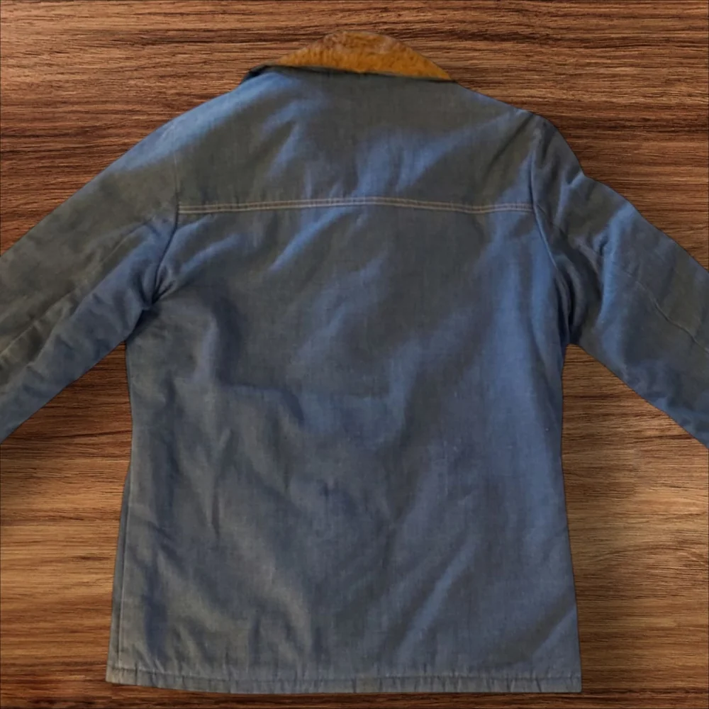 70's Vintage Denim Barn Coat by Shipton Sportswear Faux Fur Lined